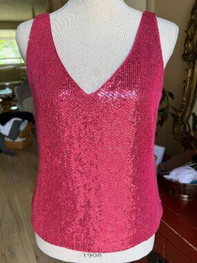 Banana Republic Silk Sequin Top Y2K Party Going Out Blouse